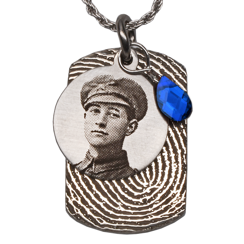 Round Photo- Fingerprint Dog Tag & Birthstone Jewelry Set-Jewelry-New Memorials-Afterlife Essentials