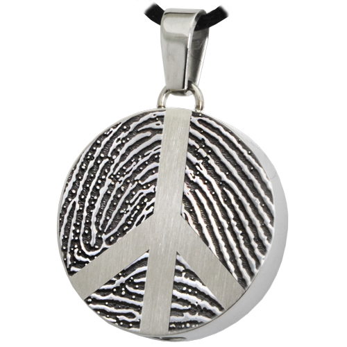 B&B Round Fingerprint Peace Sign Cremation Jewelry-Jewelry-New Memorials-Afterlife Essentials