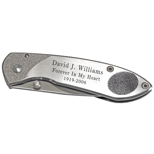 Pocket Knife Stainless Steel Fingerprint and/or Signature-Accessories-New Memorials-Afterlife Essentials