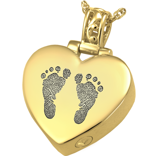 Heart Filigree Bail 2 Footprints Fingerprint Pendant Cremation Jewelry-Jewelry-New Memorials-Afterlife Essentials