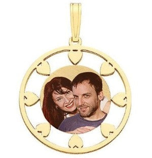 Round w/ Heart Border Photo Pendant Jewelry-Jewelry-Photograve-Afterlife Essentials