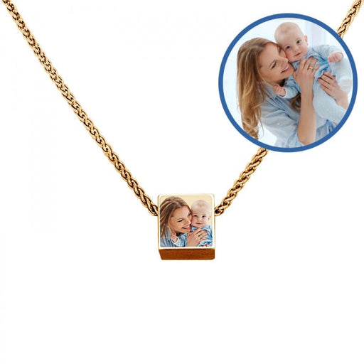 Petite Photo Engraved 3D Cube Necklace Jewelry-Jewelry-Photograve-Afterlife Essentials