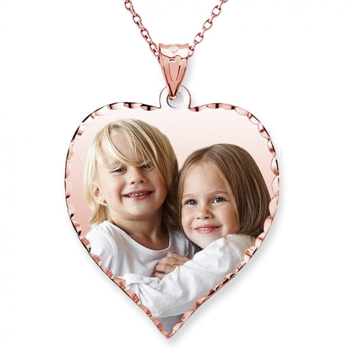 14K Rose Gold Plated Heart Photo Pendant w/ 18 Inch Chain Jewelry-Jewelry-Photograve-Rose Gold Plated-1" X 1"-Afterlife Essentials