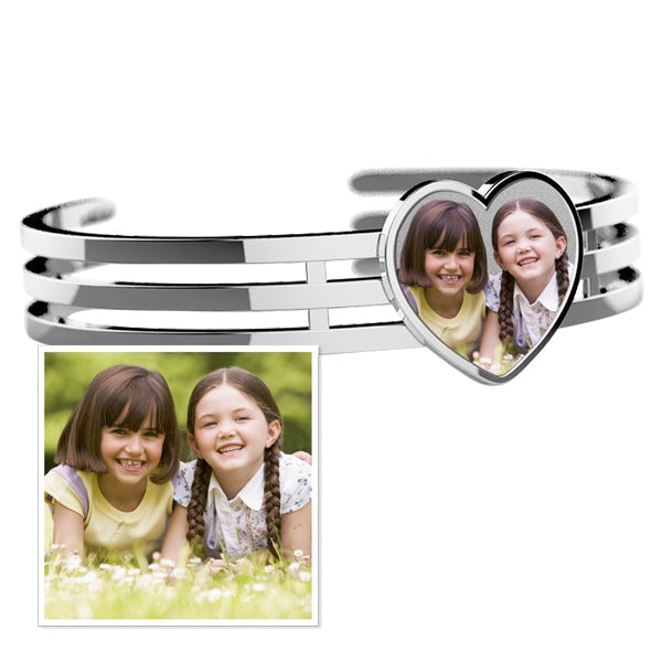 Photo Engraved Heart Bangle Bracelet Jewelry-Jewelry-Photograve-Afterlife Essentials