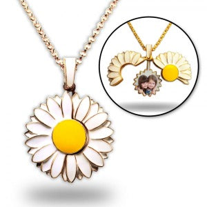 Exclusive Enameled Daisy Photo Necklace & Chain Jewelry-Jewelry-Photograve-Afterlife Essentials