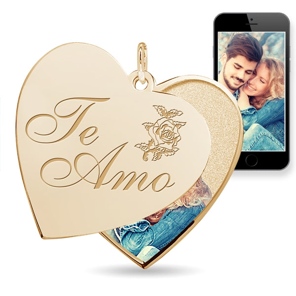 "Te Amo" (I Love You in Spanish) Heart Swivel Photo Pendant Jewelry-Jewelry-Photograve-Afterlife Essentials