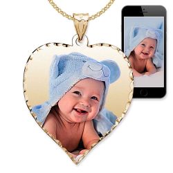 Large Heart w/ Diamond Cut Edge Photo Pendant Jewelry-Jewelry-Photograve-Afterlife Essentials