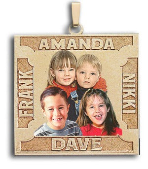 Square Photo Pendant w/ 4 Names Etched Jewelry-Jewelry-Photograve-Afterlife Essentials