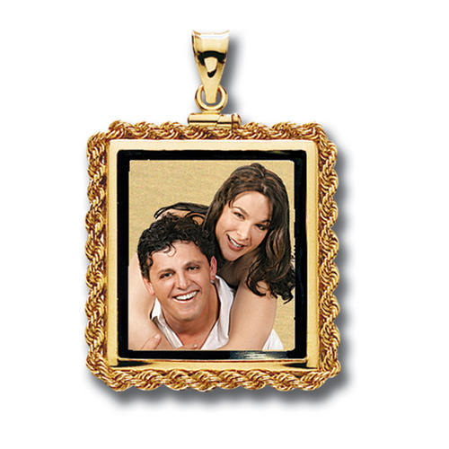 Mother Of Pearl or Onyx Square with Rope Frame Jewelry-Jewelry-Photograve-Afterlife Essentials
