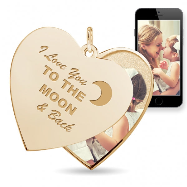 "I Love You to the Moon and Back" Heart Swivel Photo Pendant Jewelry-Jewelry-Photograve-Afterlife Essentials