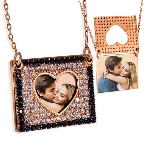 Photo Engraved Flip Up CZ Square Frame Necklace Jewelry-Jewelry-Photograve-Afterlife Essentials