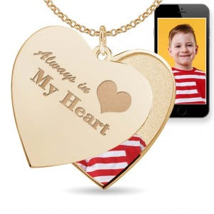 "Always In My Heart" Heart Swivel Photo Pendant Jewelry-Jewelry-Photograve-Afterlife Essentials