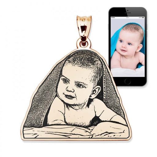 Antiqued Laser Carved Photo Outline Pendant or Charm Jewelry-Jewelry-Photograve-Afterlife Essentials
