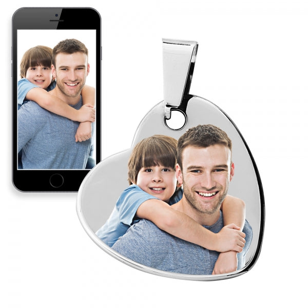 Photo Engravable Tungsten Dangle Heart Jewelry-Jewelry-Photograve-Stainless Steel-1" X 1"-Afterlife Essentials