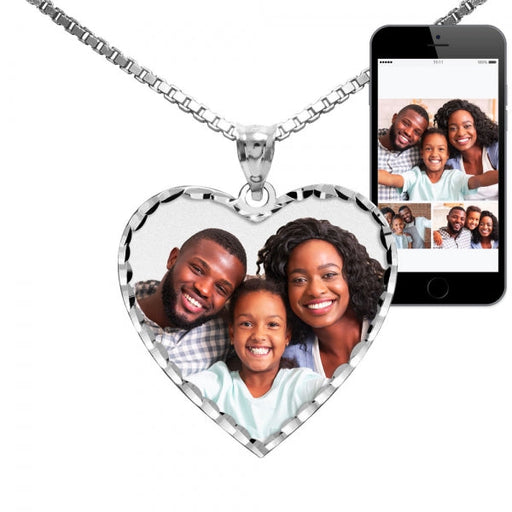 Modern Heart Photo Pendant with Diamond Cut Edge Jewelry-Jewelry-Photograve-Afterlife Essentials