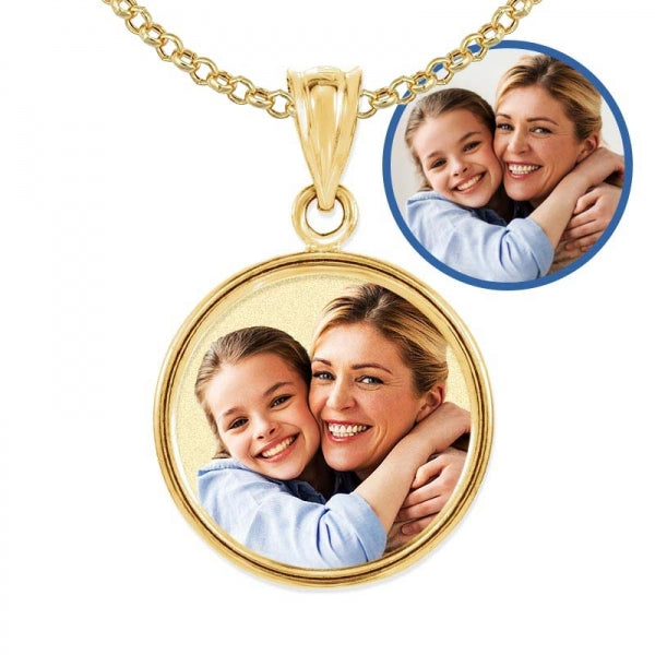 Petite Round Bezel Frame Photo Engraved Pendant Jewelry-Jewelry-Photograve-Afterlife Essentials