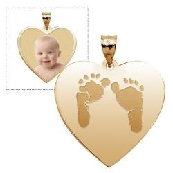 Custom Footprint Heart Charm or Pendant with Reverse Photo Option Jewelry-Jewelry-Photograve-Afterlife Essentials