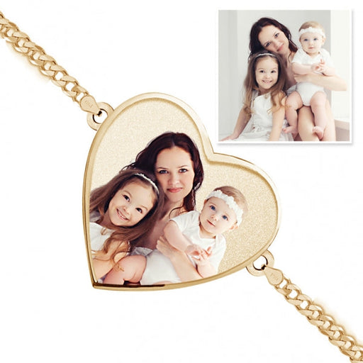 One Heart Photo Engrave Bracelet w/ Curb Chain Jewelry-Jewelry-Photograve-Afterlife Essentials