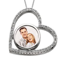 14k White Gold Diamond Heart Photo Pendant Jewelry-Jewelry-Photograve-Afterlife Essentials