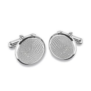 Sterling Silver Custom Fingerprint Round Cufflinks Jewelry-Jewelry-Photograve-Sterling Silver-2/3" X 2/3"-Afterlife Essentials