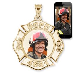 Firefighter Badge Photo Pendant w/ Name and Number Jewelry-Jewelry-Photograve-Afterlife Essentials