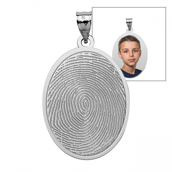 Custom Fingerprint Oval Charm or Pendant with Reverse Photo Option Jewelry-Jewelry-Photograve-Afterlife Essentials