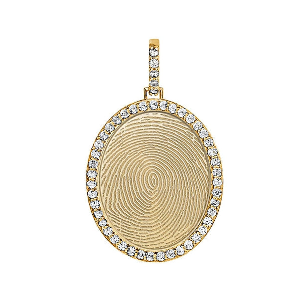 Large Custom Fingerprint Diamond Oval Pendant Jewelry-Jewelry-Photograve-Afterlife Essentials