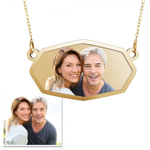 Rounded Hexagon Photo Engraved Necklace w/ 18" Chain Jewelry-Jewelry-Photograve-Afterlife Essentials