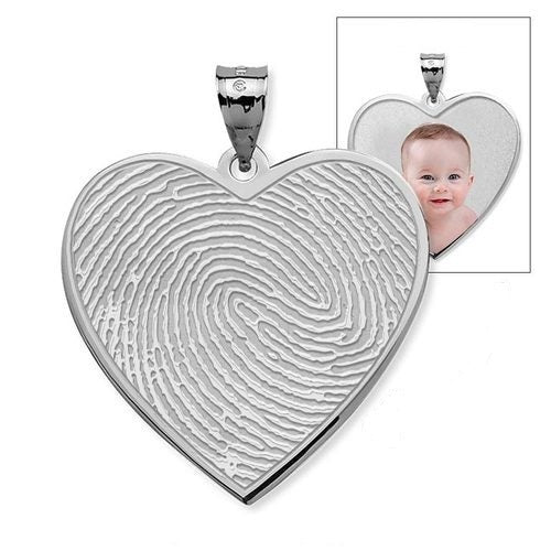 Custom Fingerprint Heart Charm or Pendant with Reverse Photo Option Jewelry-Jewelry-Photograve-Afterlife Essentials