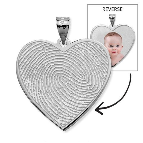 Custom Fingerprint Heart Charm or Pendant with Reverse Photo Option Jewelry-Jewelry-Photograve-Afterlife Essentials