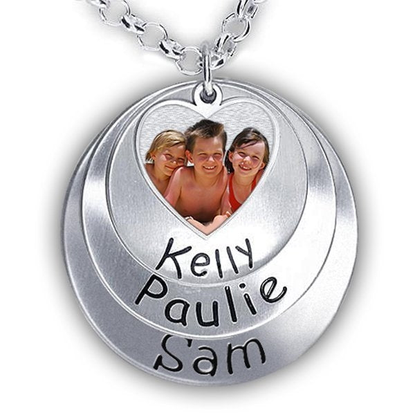 Hand Stamped Photo Pendant w/ Three Names Jewelry-Jewelry-Photograve-Sterling Silver-Afterlife Essentials