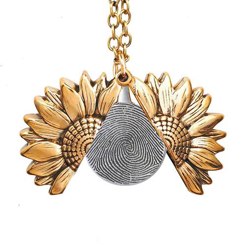 Exclusive Sunflower Fingerprint Necklace & Chain Jewelry-Jewelry-Photograve-Afterlife Essentials