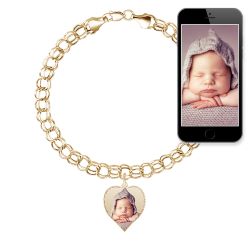 Photo Charm Bracelet w/ 1 Petite Heart Jewelry-Jewelry-Photograve-Afterlife Essentials
