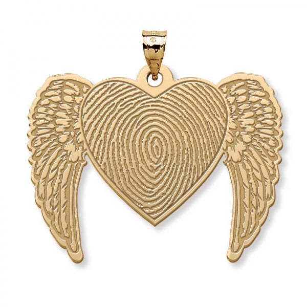 Custom Fingerprint Angel Wing Heart Charm or Pendant Jewelry-Jewelry-Photograve-Afterlife Essentials