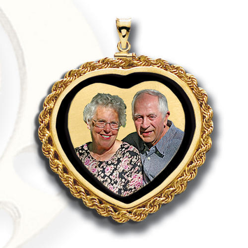 Mother Of Pearl or Onyx Heart with Rope Frame Jewelry-Jewelry-Photograve-Afterlife Essentials