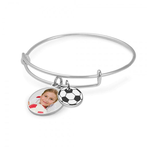 Photo Charm Expandable Bracelet with Soccer Charm Jewelry-Jewelry-Photograve-Afterlife Essentials