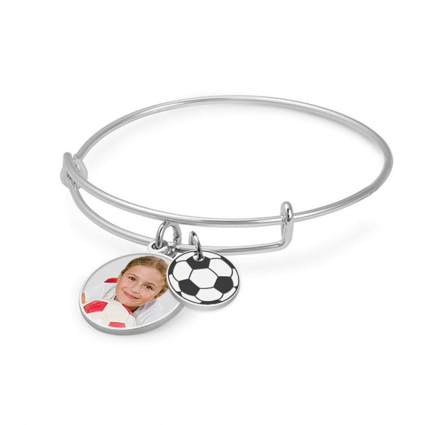 Photo Charm Expandable Bracelet with Soccer Charm Jewelry-Jewelry-Photograve-Afterlife Essentials