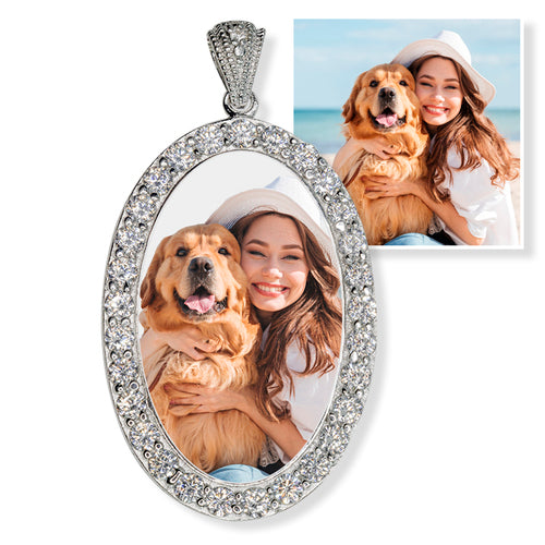 Sterling Silver & CZ Premium Oval Photo Pendant Jewelry-Jewelry-Photograve-Sterling Silver-3/4" X 1 1/4"-Afterlife Essentials