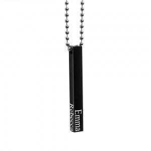 Personalized Black Stainless Steel Vertical 3D Name Bar Necklace Jewelry-Jewelry-Photograve-Black Stainless Steel-1/2" X 2"-Afterlife Essentials