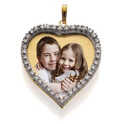 Medium Diamond Heart Photo Pendant Jewelry-Jewelry-Photograve-Afterlife Essentials