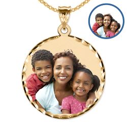 XXL Round Pendant w/ Diamond Cut Edge Photo Pendant Jewelry-Jewelry-Photograve-Afterlife Essentials