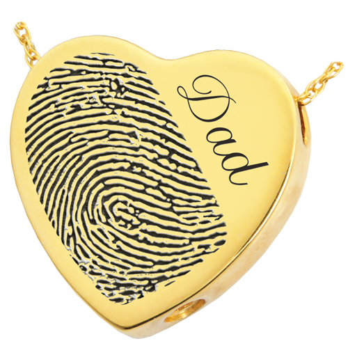 Heart Halfprint + Name Jewelry Pendant Cremation Jewelry-Jewelry-New Memorials-14K Solid Yellow Gold (allow 4-5 weeks)-Chamber (for ashes)-Afterlife Essentials