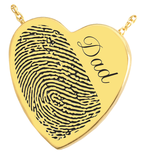 Heart Halfprint + Name Jewelry Pendant Cremation Jewelry-Jewelry-New Memorials-14K Solid Yellow Gold (allow 4-5 weeks)-No Chamber (flat)-Afterlife Essentials