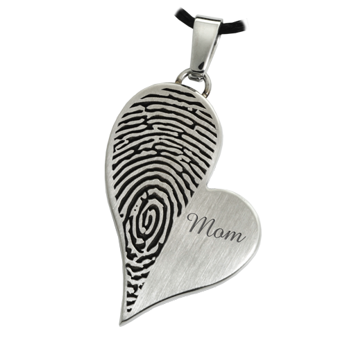 Teardrop Heart Halfprint With Name Jewelry-Jewelry-New Memorials-Stainless Steel-No Chamber (flat)-Afterlife Essentials