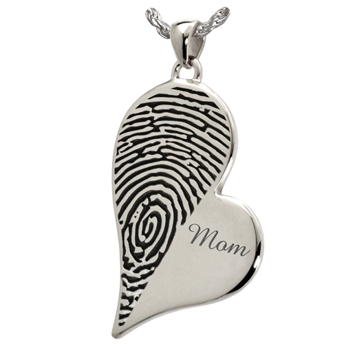 Teardrop Heart Halfprint With Name Jewelry-Jewelry-New Memorials-925 Sterling Silver-No Chamber (flat)-Afterlife Essentials