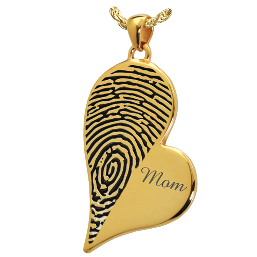 Teardrop Heart Halfprint With Name Jewelry-Jewelry-New Memorials-14K Solid Yellow Gold (allow 4-5 weeks)-No Chamber (flat)-Afterlife Essentials