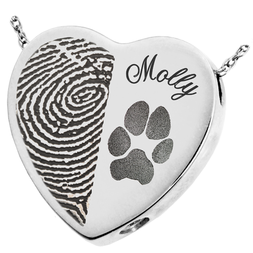 B&B Heart Actual Halfprint Pawprint + Name Pet Cremation Jewelry-Jewelry-New Memorials-Afterlife Essentials