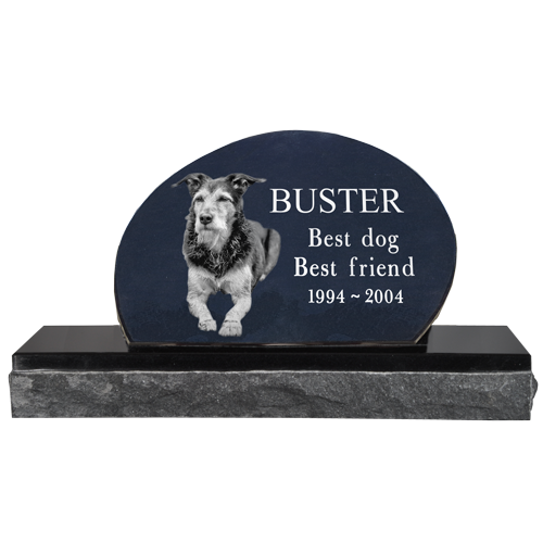 Pet Photo Laser Engraved Granite Headstone- Oblong-Headstones-New Memorials-Afterlife Essentials