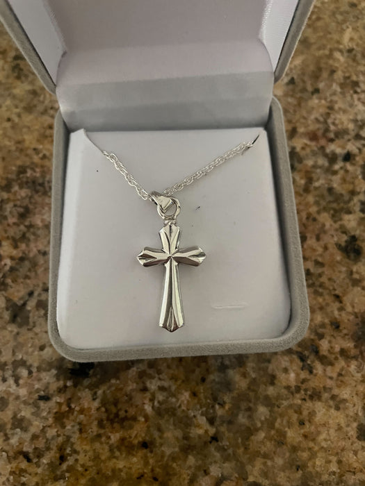 Sterling Silver Beveled Cross Cremation Jewelry-Jewelry-Cremation Keepsakes-Afterlife Essentials