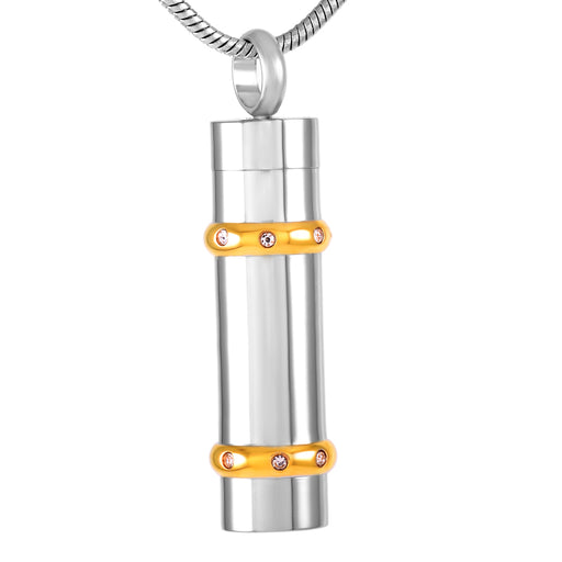 Stainless Steel Cremation Urn Pendant with Chain – Cylinder-Jewelry-Bogati-Afterlife Essentials